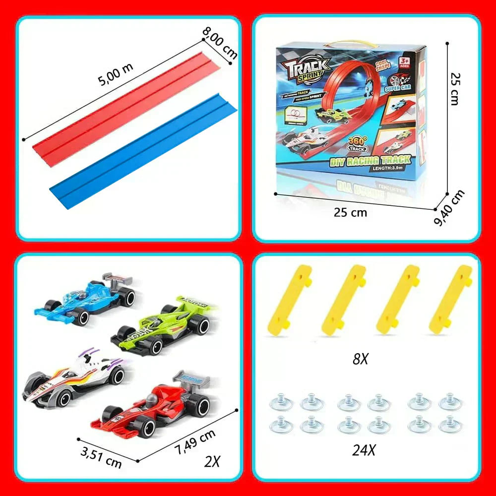 🔥 50% DE RÉDUCTION ! ✨ Circuit de Course Flexible 4m - Montage Sans Outil, Matériau Écologique, Développe la Créativité 🚗✨