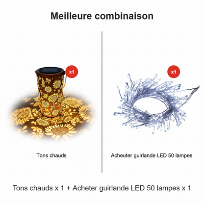 🌞 Lanterne Solaire Tournesol | Éclairage Décoratif de Jardin – IP55, Charge Automatique