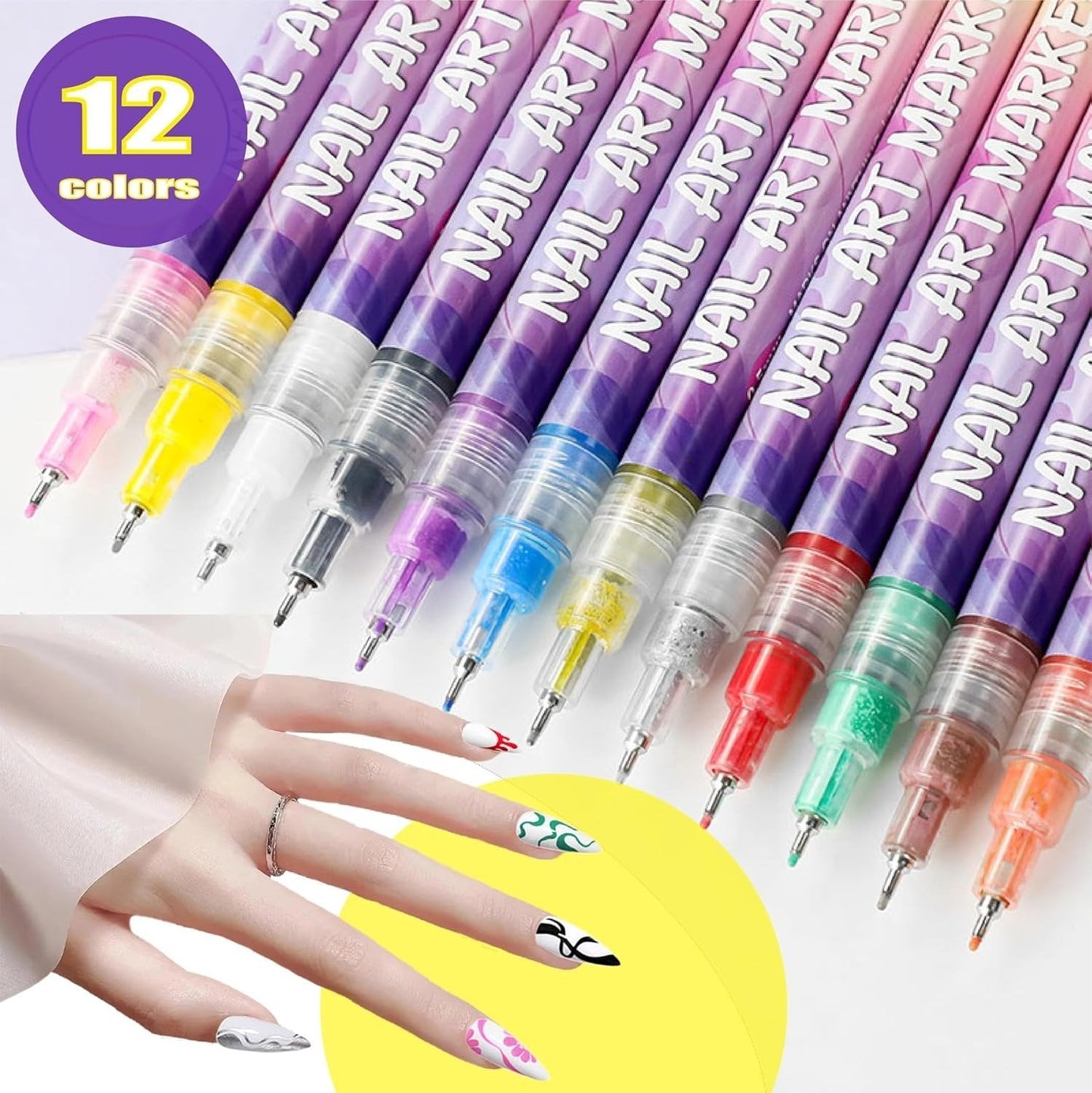 🎨50% DE RÉDUCTION!⏳Coffret de 12 Stylos pour Nail Art✨