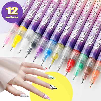 🎨50% DE RÉDUCTION!⏳Coffret de 12 Stylos pour Nail Art✨