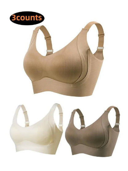 💕50% DE RÉDUCTION ! 💐Soutien-gorge sans coutures à rayures subtiles avec soutien en W – Confort et style !