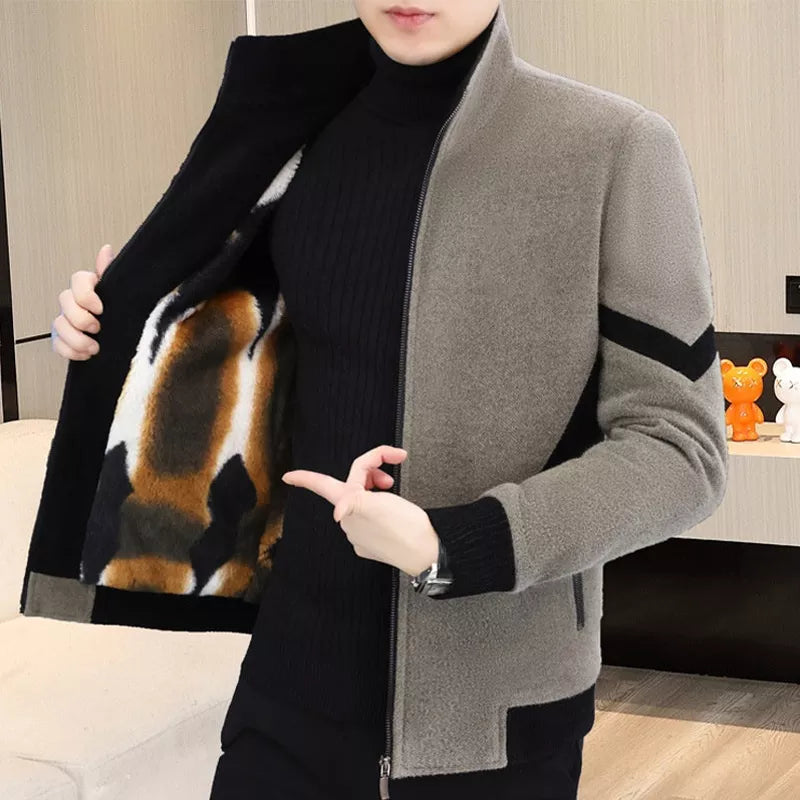 📢📢50 % DE RÉDUCTION !!! ✨Veste zippée décontractée en fausse laine pour homme