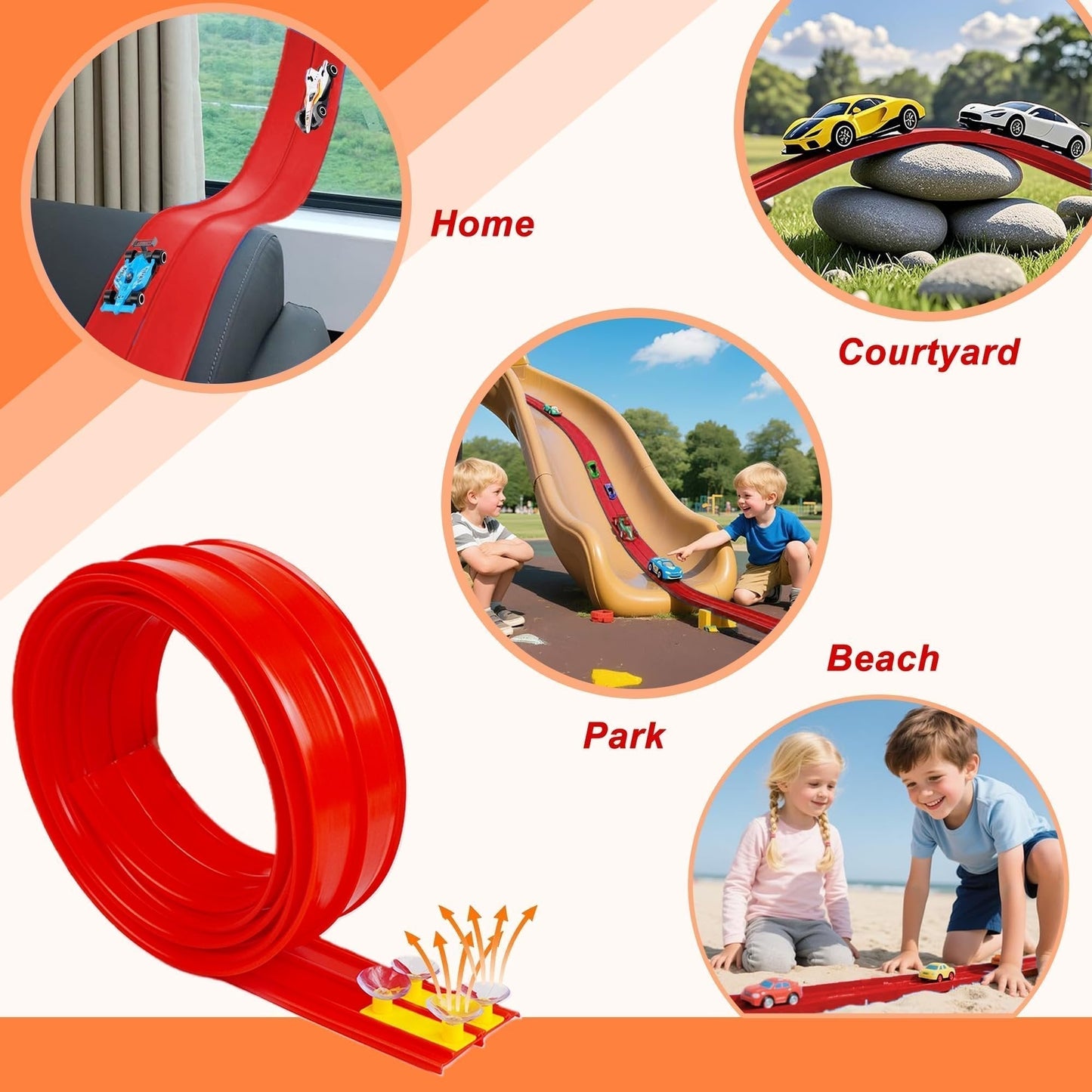 🔥 50% DE RÉDUCTION ! ✨ Circuit de Course Flexible 4m - Montage Sans Outil, Matériau Écologique, Développe la Créativité 🚗✨