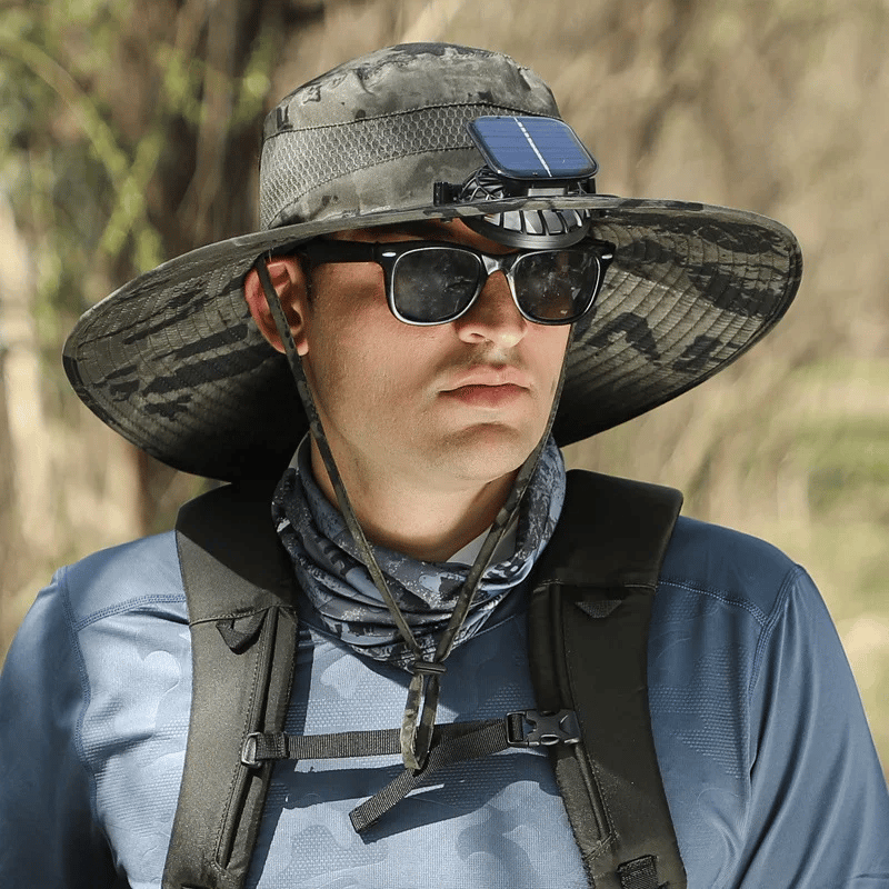 ☀️Promotion de l'été 50% de réduction sur le 🧢bord solaire à largeur bord de pêche extérieur chapeau-solaire et charge USB