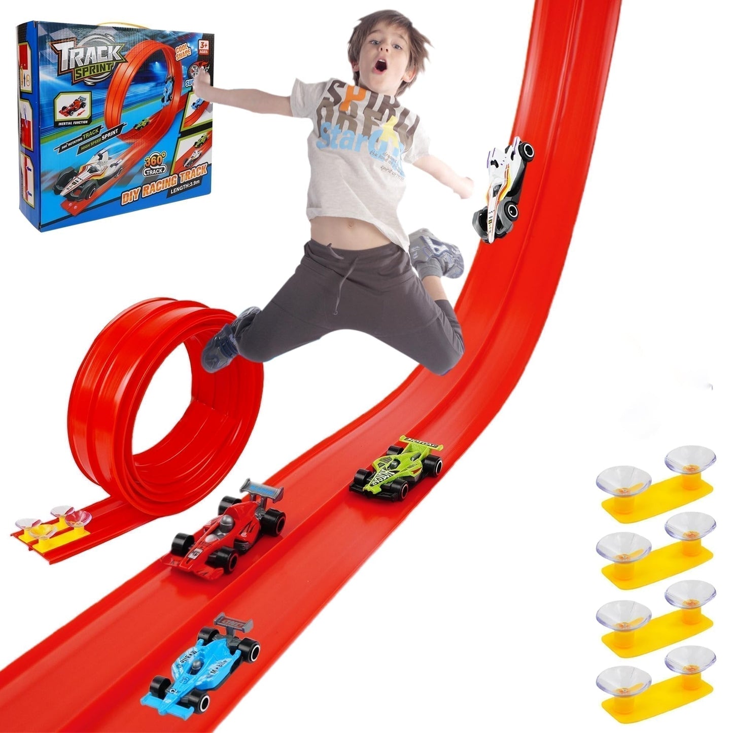 🔥 50% DE RÉDUCTION ! ✨ Circuit de Course Flexible 4m - Montage Sans Outil, Matériau Écologique, Développe la Créativité 🚗✨
