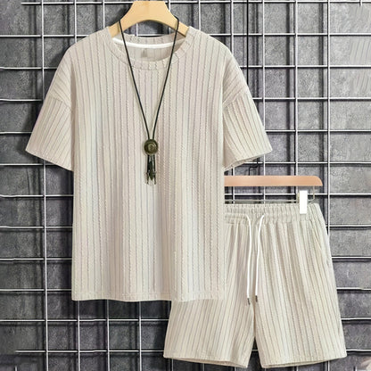 👕🩳 PROMO LIMITÉE 50% ! Ensemble 2 Pièces Été Homme – T-shirt Épaules Déchirées & Short Cordon, Tissu Respirant, 2 Couleurs, 4 Tailles, Style Streetwear Urbain ✨