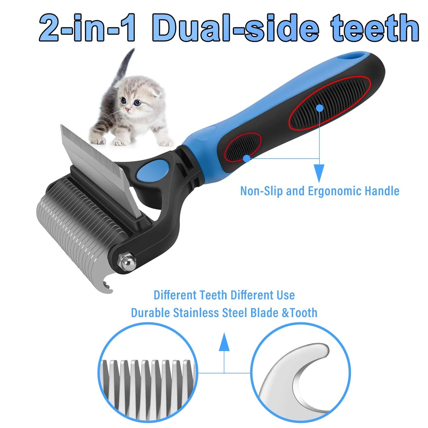 🐾 PROMO LIMITÉE 56% DE RÉDUCTION ! ✨ Brosse Démêlante pour Chats et Chiens – Professionnel, Double Face ✨