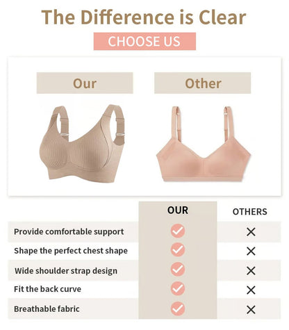💕50% DE RÉDUCTION ! 💐Soutien-gorge sans coutures à rayures subtiles avec soutien en W – Confort et style !