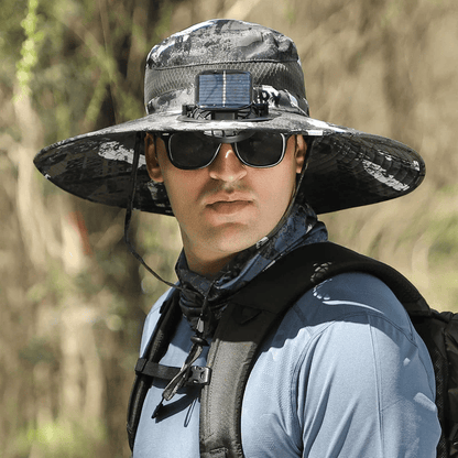 ☀️Promotion de l'été 50% de réduction sur le 🧢bord solaire à largeur bord de pêche extérieur chapeau-solaire et charge USB