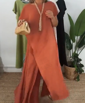 🔥Ensemble d'un top et d'un pantalon décolletés unicolores