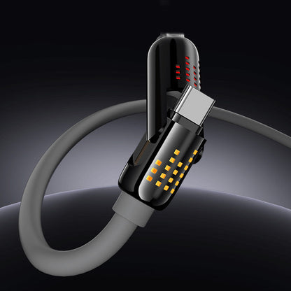 🔌⚡Câble de Données 4-en-1 240W – Charge Rapide, Lumière Clignotante & Silicone Renforcé (Noir/Gris)
