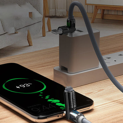 🔌⚡Câble de Données 4-en-1 240W – Charge Rapide, Lumière Clignotante & Silicone Renforcé (Noir/Gris)