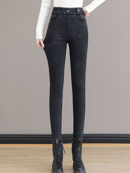 👖50% DE RÉDUCTION! ✨ JEAN SKINNY CHAUD - Taille Haute & Tissu Stretch, Confort Optimal pour l'Hiver, Style Tendance pour Quotidien et Sorties ❄️💃