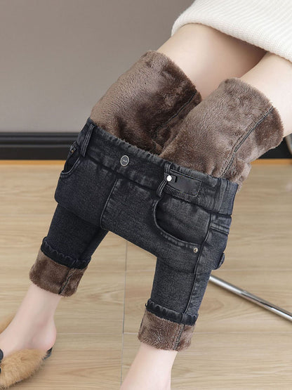 👖50% DE RÉDUCTION! ✨ JEAN SKINNY CHAUD - Taille Haute & Tissu Stretch, Confort Optimal pour l'Hiver, Style Tendance pour Quotidien et Sorties ❄️💃