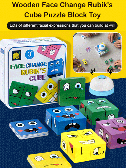 🎭 Puzzle 5D Changement de Visages - Jeu Familial Interactif, Stimule la Créativité et la Logique des Enfants 👨‍👩‍👧‍👦✨