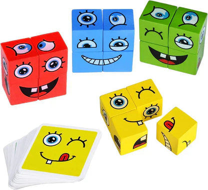 🎭 Puzzle 5D Changement de Visages - Jeu Familial Interactif, Stimule la Créativité et la Logique des Enfants 👨‍👩‍👧‍👦✨