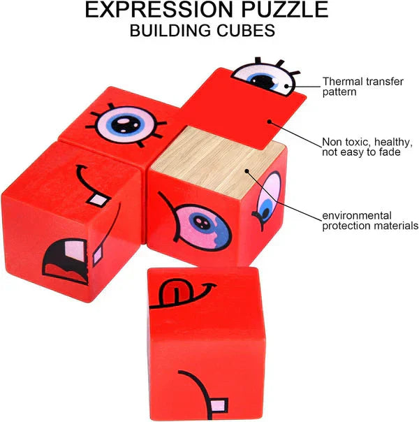 🎭 Puzzle 5D Changement de Visages - Jeu Familial Interactif, Stimule la Créativité et la Logique des Enfants 👨‍👩‍👧‍👦✨