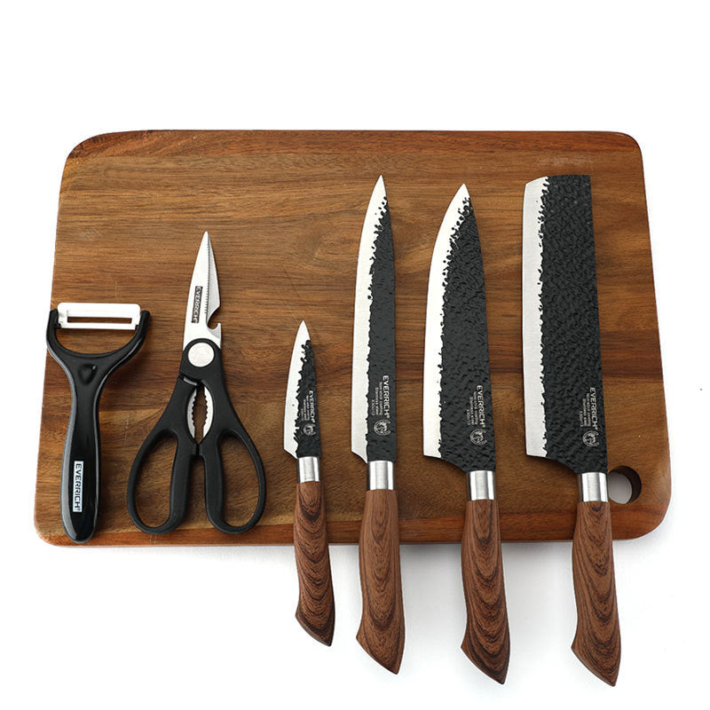 🔥🔪 PROMO LIMITÉE 50% ! Ensemble Couteaux de Chef Professionnels 6 Pièces – Acier Inoxydable, Manche Bois, Tranchant Durable, Texturé Martelé, Parfait pour Toutes Cuisines ✨