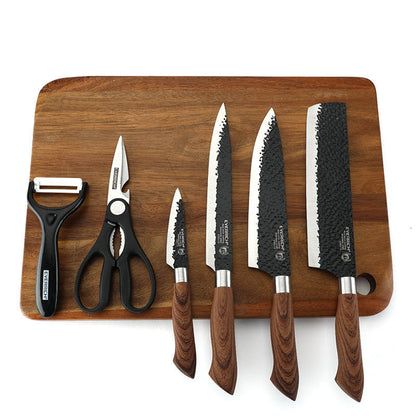 🔥🔪 PROMO LIMITÉE 50% ! Ensemble Couteaux de Chef Professionnels 6 Pièces – Acier Inoxydable, Manche Bois, Tranchant Durable, Texturé Martelé, Parfait pour Toutes Cuisines ✨