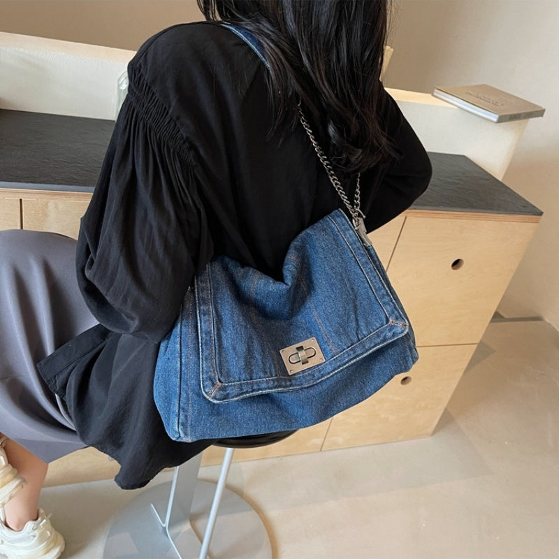 👜Sac À Épaule Rétro Grande Capacité À Chaîne en Denim🛒💙