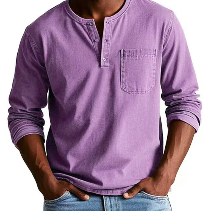 🔥🎁Hommes - Chemise à manches longues avec poches en relief, mode vintage🔥🎁