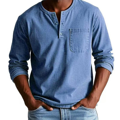 🔥🎁Hommes - Chemise à manches longues avec poches en relief, mode vintage🔥🎁