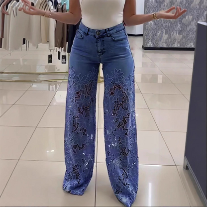 ❤️ Temps limité demi-prix - Jeans patchwork avec lacets élégants