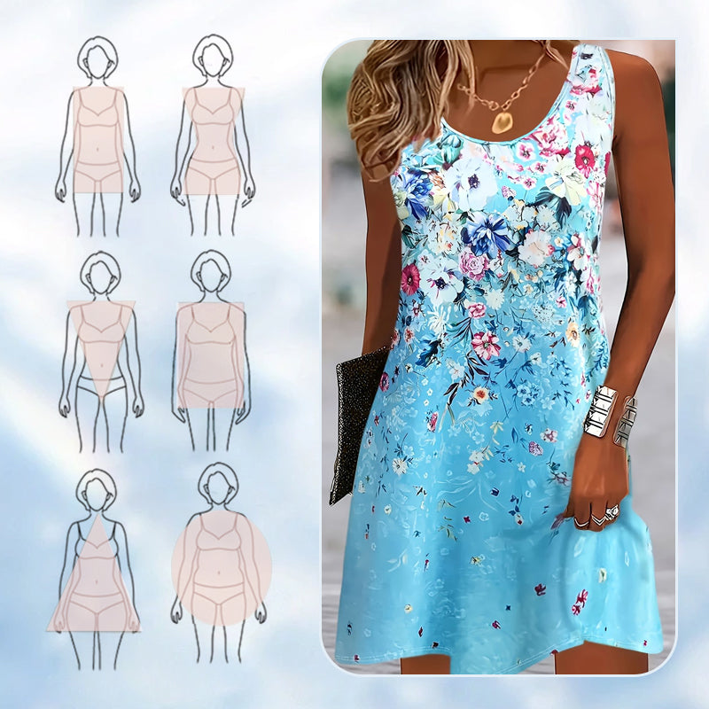 Robe d'Été Sans Manches à Motifs Floraux pour Femme