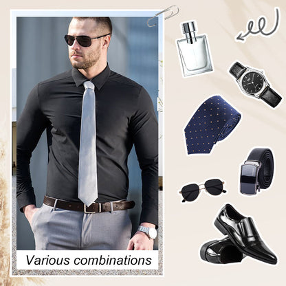 Chemise extensible soyeuse, infroissable et de couleur unie pour homme