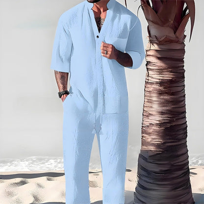 🌿Haute qualité🌿Meilleur confort💧Ensemble deux pièces en coton pour homme : haut et pantalo