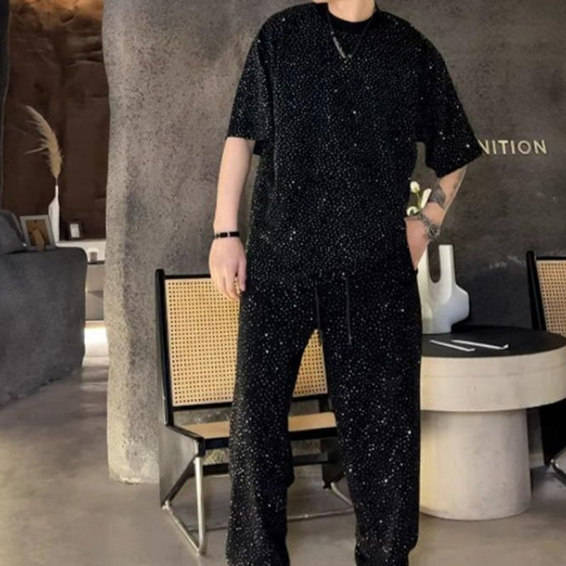 💖2025 tout nouveau design✨Costume deux pièces pour homme avec chemise à manches courtes et pantalon large🩳