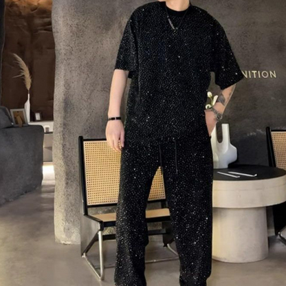 💖2025 tout nouveau design✨Costume deux pièces pour homme avec chemise à manches courtes et pantalon large🩳