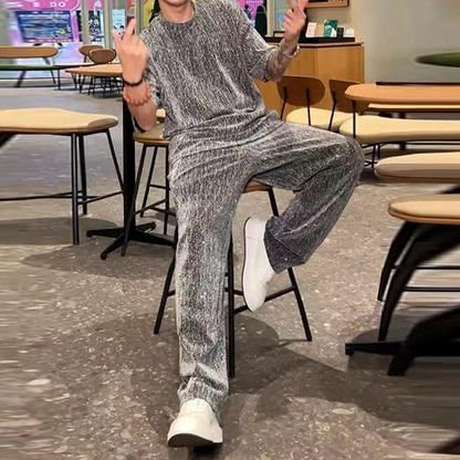 💖2025 tout nouveau design✨Costume deux pièces pour homme avec chemise à manches courtes et pantalon large🩳