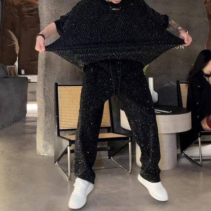 💖2025 tout nouveau design✨Costume deux pièces pour homme avec chemise à manches courtes et pantalon large🩳