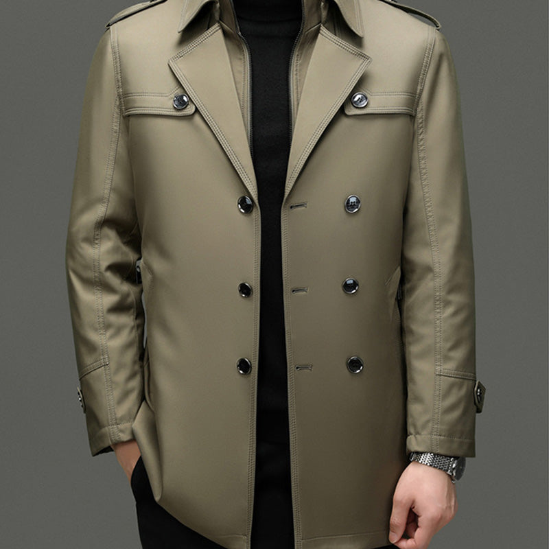 🔥 50% KORTING ! ✨ Mannen Lange Trenchcoat - Afneembare Voering, Winddicht en Waterafstotend, Klassiek en Praktisch 🧥🌂