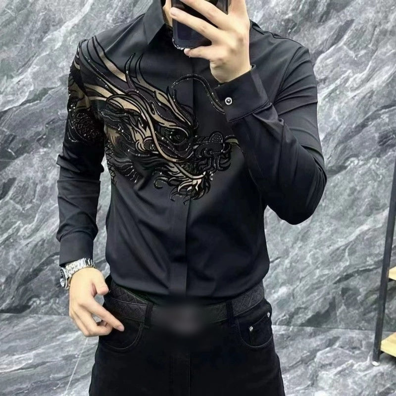 📢📢 50% DE RÉDUCTION ! ✨L’élégance masculine réinventée – Chemise Slim Fit à Imprimé Chic ✨