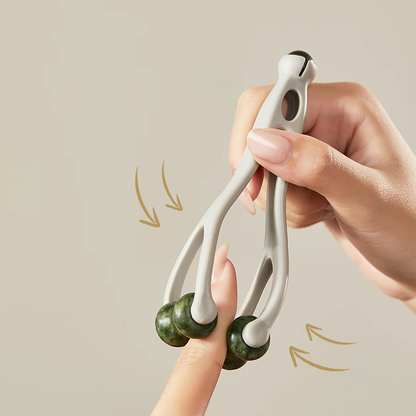 💥Articles les plus vendus à 50 % de réduction - Ensemble de massage en pierre naturelle : planche à gratter, pince à doigts et masseur en forme d'œuf