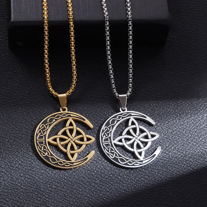 🔥Acheter 1 Obtenez 1 Gratuit💝 50 % de réduction !!!🌙 Collier Pendentif Lune Celtique – Acier Inoxydable, Unisexe & Symbolisme de Protection