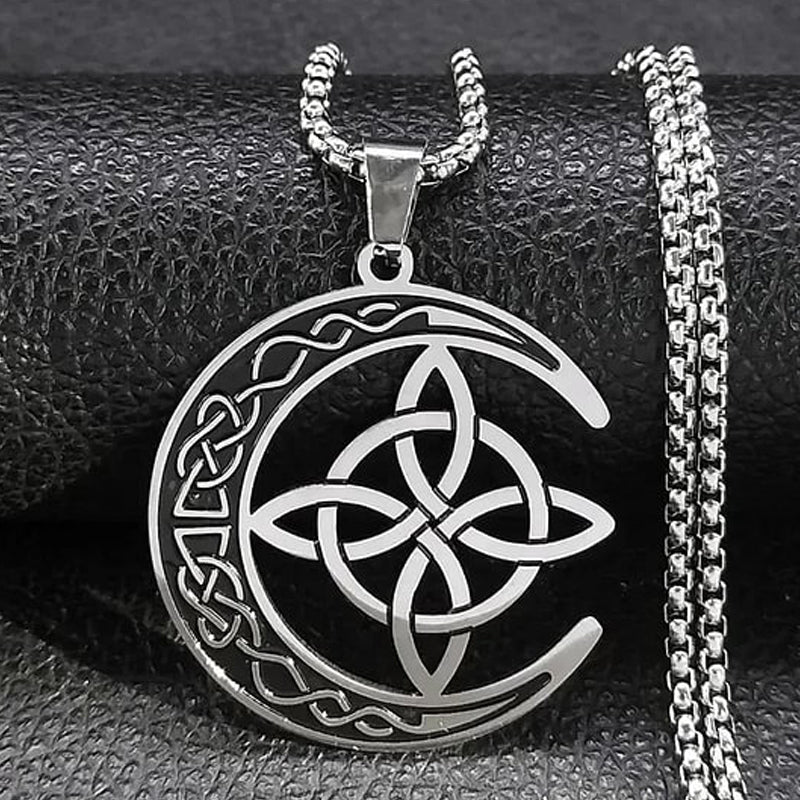 🔥Acheter 1 Obtenez 1 Gratuit💝 50 % de réduction !!!🌙 Collier Pendentif Lune Celtique – Acier Inoxydable, Unisexe & Symbolisme de Protection