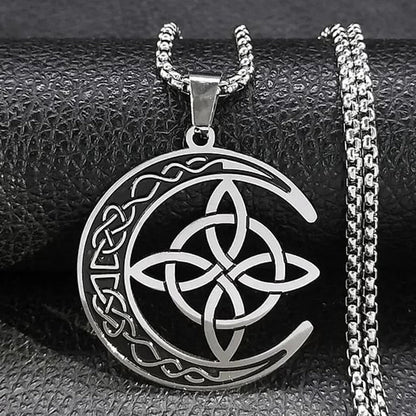 🔥Acheter 1 Obtenez 1 Gratuit💝 50 % de réduction !!!🌙 Collier Pendentif Lune Celtique – Acier Inoxydable, Unisexe & Symbolisme de Protection