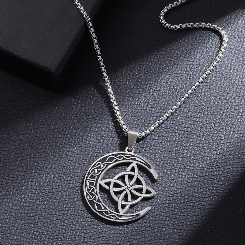 🔥Acheter 1 Obtenez 1 Gratuit💝 50 % de réduction !!!🌙 Collier Pendentif Lune Celtique – Acier Inoxydable, Unisexe & Symbolisme de Protection
