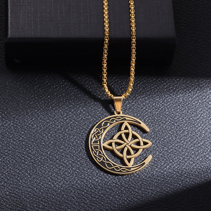 🔥Acheter 1 Obtenez 1 Gratuit💝 50 % de réduction !!!🌙 Collier Pendentif Lune Celtique – Acier Inoxydable, Unisexe & Symbolisme de Protection