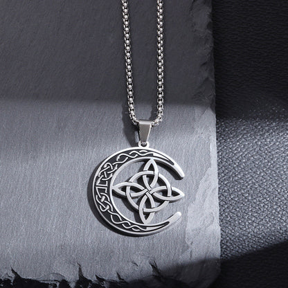 🔥Acheter 1 Obtenez 1 Gratuit💝 50 % de réduction !!!🌙 Collier Pendentif Lune Celtique – Acier Inoxydable, Unisexe & Symbolisme de Protection