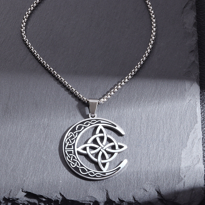 🔥Acheter 1 Obtenez 1 Gratuit💝 50 % de réduction !!!🌙 Collier Pendentif Lune Celtique – Acier Inoxydable, Unisexe & Symbolisme de Protection