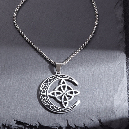 🔥Acheter 1 Obtenez 1 Gratuit💝 50 % de réduction !!!🌙 Collier Pendentif Lune Celtique – Acier Inoxydable, Unisexe & Symbolisme de Protection