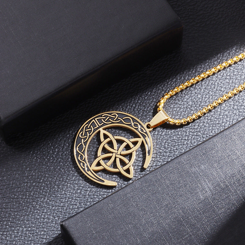 🔥Acheter 1 Obtenez 1 Gratuit💝 50 % de réduction !!!🌙 Collier Pendentif Lune Celtique – Acier Inoxydable, Unisexe & Symbolisme de Protection