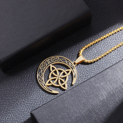 🔥Acheter 1 Obtenez 1 Gratuit💝 50 % de réduction !!!🌙 Collier Pendentif Lune Celtique – Acier Inoxydable, Unisexe & Symbolisme de Protection