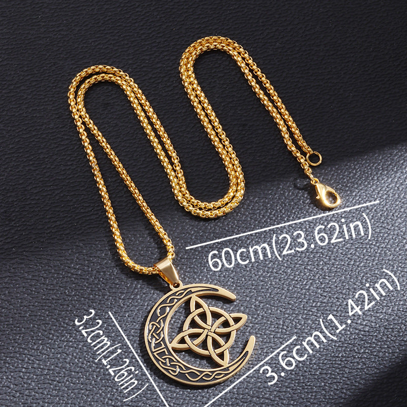 🔥Acheter 1 Obtenez 1 Gratuit💝 50 % de réduction !!!🌙 Collier Pendentif Lune Celtique – Acier Inoxydable, Unisexe & Symbolisme de Protection