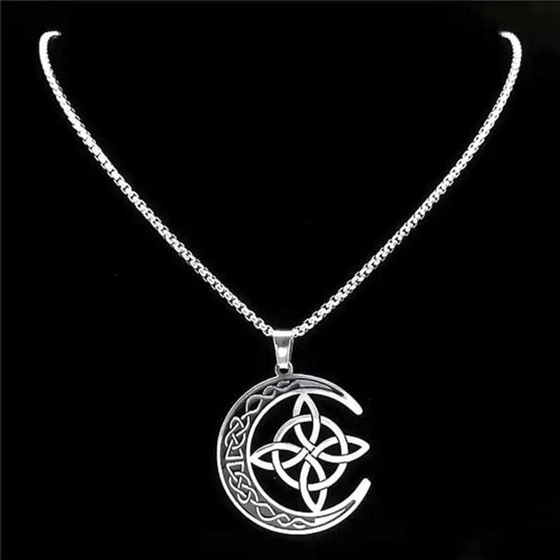 🔥Acheter 1 Obtenez 1 Gratuit💝 50 % de réduction !!!🌙 Collier Pendentif Lune Celtique – Acier Inoxydable, Unisexe & Symbolisme de Protection