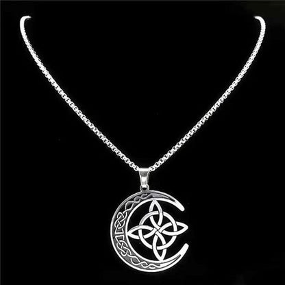 🔥Acheter 1 Obtenez 1 Gratuit💝 50 % de réduction !!!🌙 Collier Pendentif Lune Celtique – Acier Inoxydable, Unisexe & Symbolisme de Protection